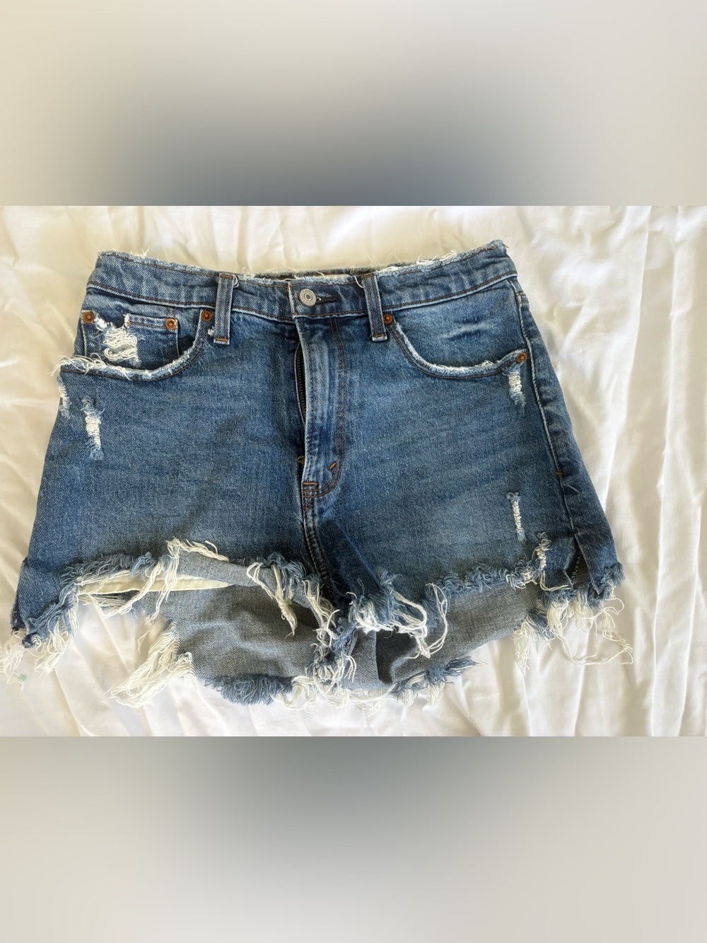 Abercrombie & Fitch Distressed Blue Denim Cutoff Shorts